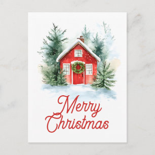 Watercolor Cottage Christmas Card