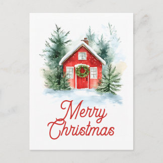 Watercolor Cottage Christmas Card