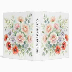 Watercolor Cottage Garden Wildflower Bouquet Binder