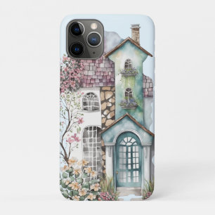Watercolor cottage tiled roof mouldings mullions iPhone 11 pro case