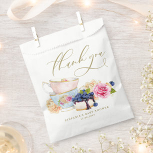 Watercolor Cottagecore Botanical Baby Shower Tea Favour Bag