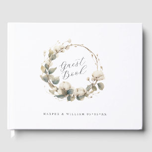 watercolor cotton & eucalyptus wedding guest book