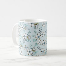 Watercolor Cotton Flowers and Eucalyptus