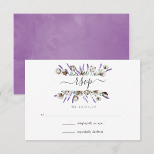 Watercolor Cotton Lavender Country Wedding RSVP Ca