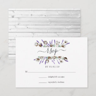 Watercolor Cotton Lavender Country Wedding RSVP Ca