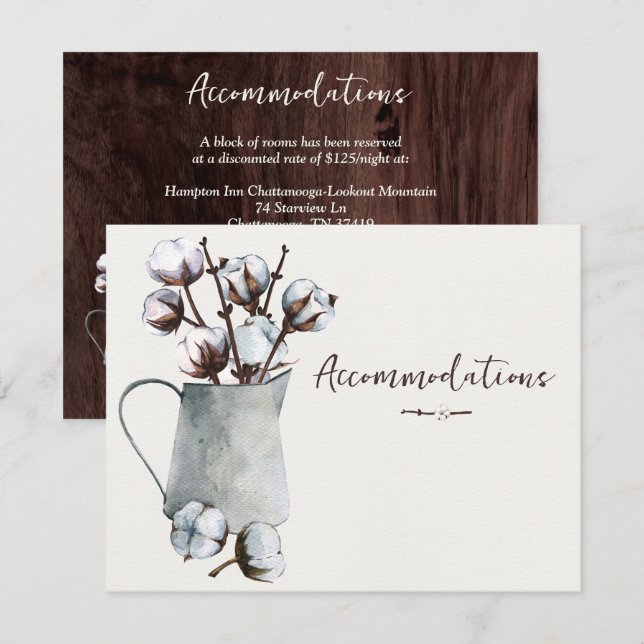 Watercolor Cotton Stems in Grey Pitcher Enclosure  RSVP Card (Front/Back)