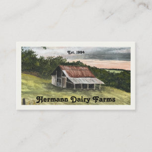Watercolor Country Barn Scene Business Card