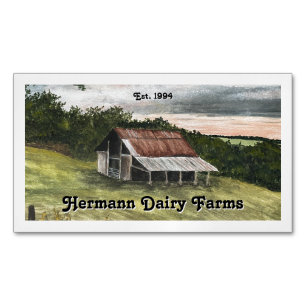 Watercolor Country Barn Scene Magnetic Business Card