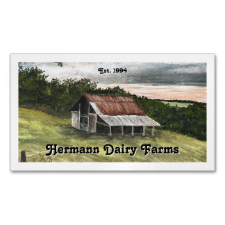 Watercolor Country Barn Scene Magnetic Business Card