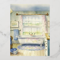 Watercolor Country Bathroom Background