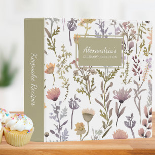 Watercolor Country Floral Monogram Recipe Binder