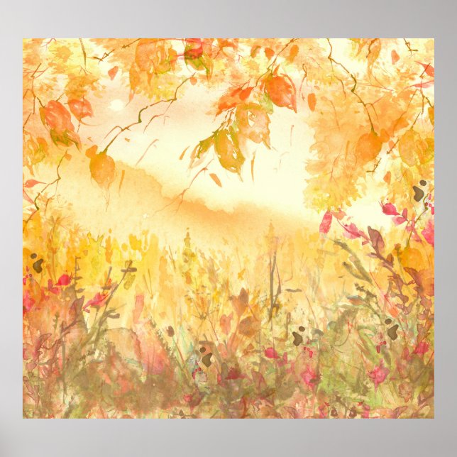 Watercolor Country Forest Landscape Art Poster (Front)