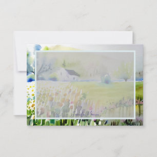 Watercolor country garden church personalized card