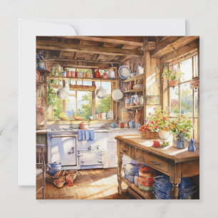 Watercolor Country Kitchen Background Card