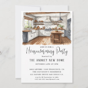 Watercolor Country Kitchen  Invitation