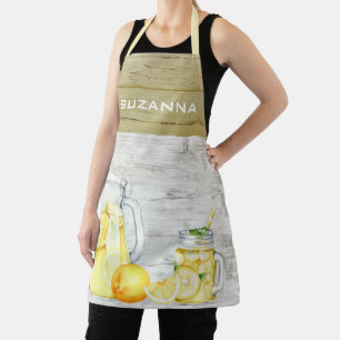 Watercolor Country Lemonade Lemon Monogram  Apron
