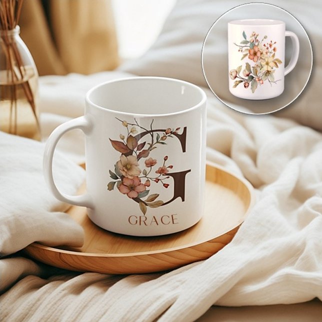 Watercolor Country Wildflower Monogram Letter G Coffee Mug (Creator Uploaded)