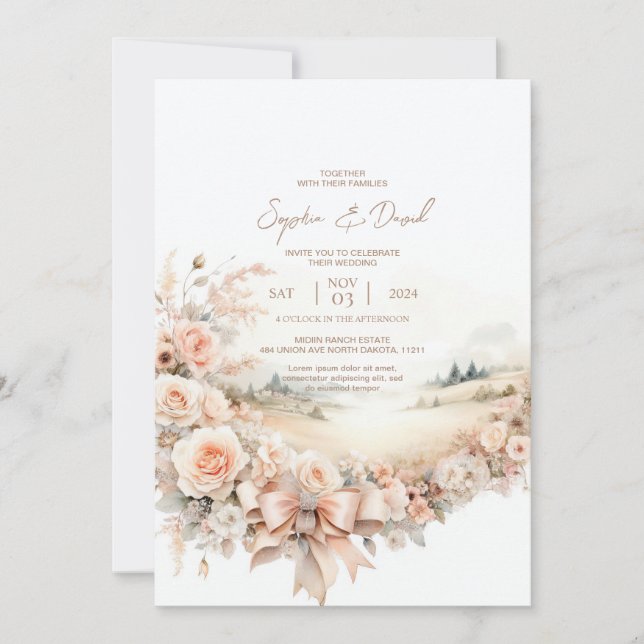 Watercolor Countryside Wedding Invitation (Front)