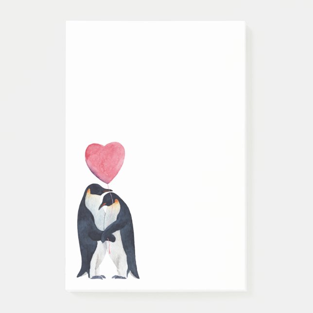 Watercolor Couple Emperor Penguins  Post-it Notes (Front)