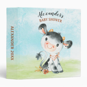 Watercolor Cow Baby Shower Farm Binder