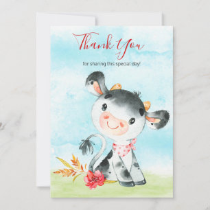 Watercolor Cow Farm Thank You Card