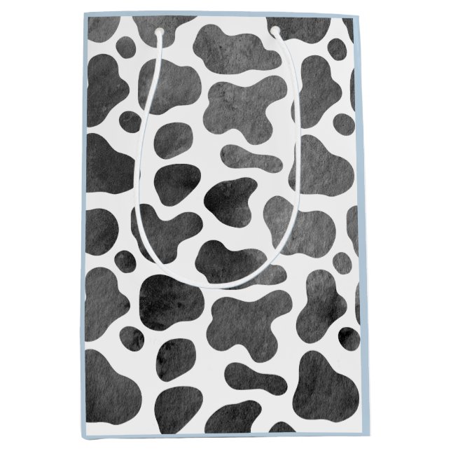 Watercolor Cow print Blue  Medium Gift Bag (Front)