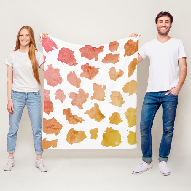 Watercolor Cow Skin Pattern Fleece Blanket (In Situ)