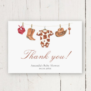 Watercolor cowboy Baby Shower Thank you Card