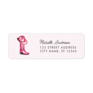 Watercolor Cowgirl Boot Western Return Address
