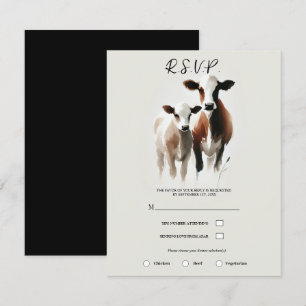 Watercolor Cows Minimal Rustic Wedding Invitation