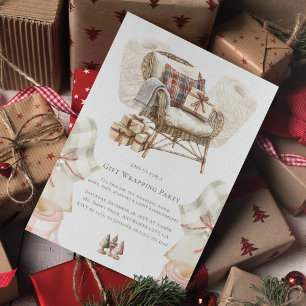 Watercolor Cozy Christmas Gift Wrapping Party Invitation