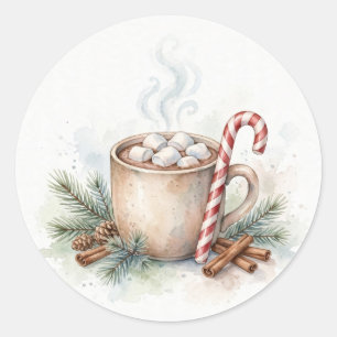 Watercolor Cozy Hot Cocoa Christmas Sticker