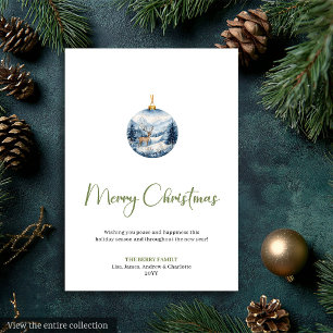 Watercolor cozy winter scene deer Christmas Invite