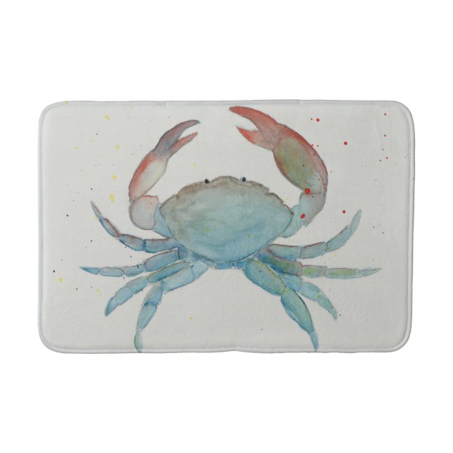 Watercolor Crab Bath Mat (Front)