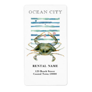WATERCOLOR CRAB, BEACH TOWN, OCEAN CITY