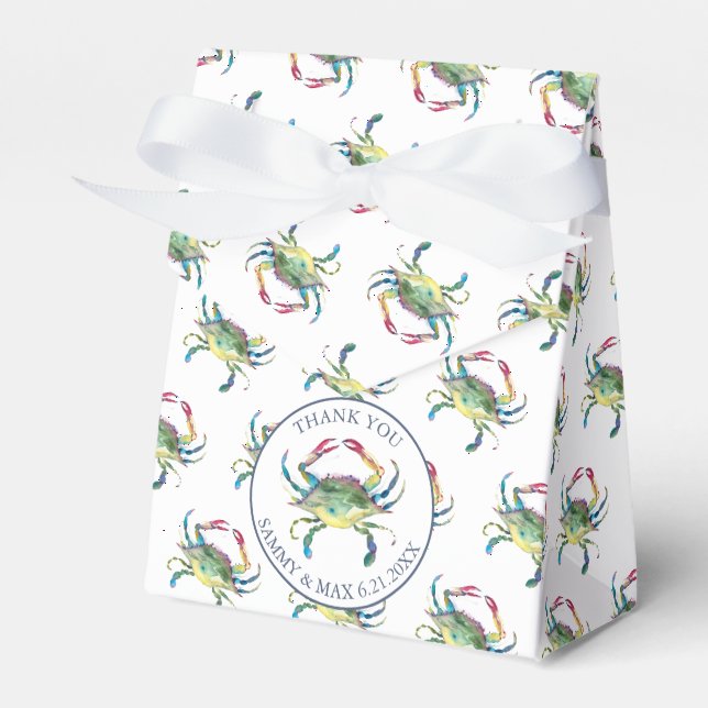 Watercolor Crab Beach Wedding Favour Boxes  (Front Side)