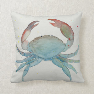 Watercolor Crab Decorative Pillow