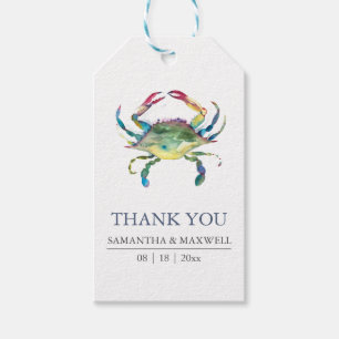 Watercolor Crab Favour Tags – Coastal Beach Weddin