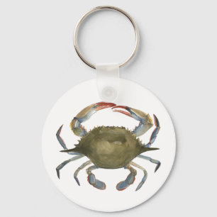 Watercolor Crab - Grey Keychain