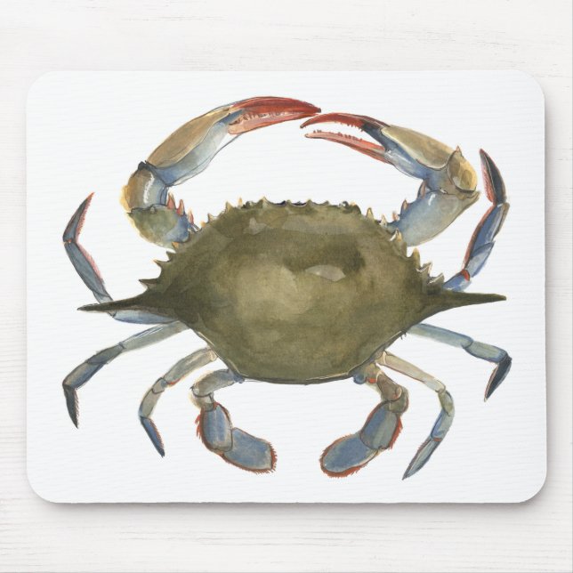 Watercolor Crab - Grey Mouse Pad (Front)