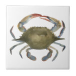 Watercolor Crab - Grey Tile<br><div class="desc">"Watercolor Crab" by Emma Scarvey. Features a grey watercolor crab on white background.</div>