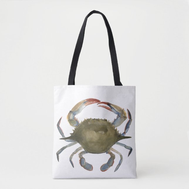 Watercolor Crab - Grey Tote Bag (Front)