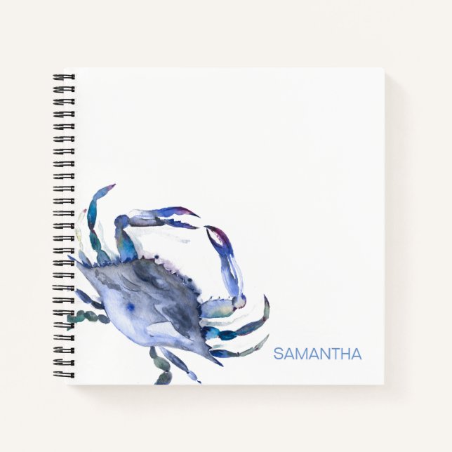 Watercolor Crab Personalized Journalling Notebook (Front)