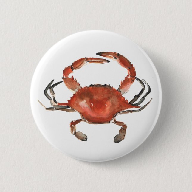 Watercolor Crab - Red 2 Inch Round Button (Front)