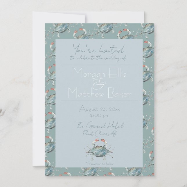 Watercolor Crab Wedding Invitation (Front)