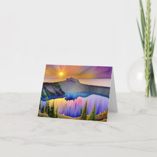 Watercolor crater lake customizable card