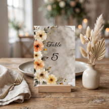 Watercolor Cream Orange Grey Floral Fall Wedding