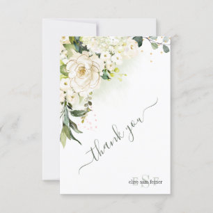 Watercolor Cream Roses Hydrangea Thank You
