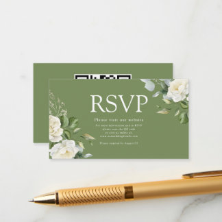 watercolor Creamy Floral Eucalyptus Details QRcode Enclosure Card