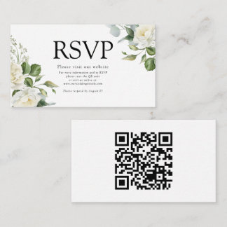 watercolor Creamy Floral Eucalyptus Details QRcode Enclosure Card